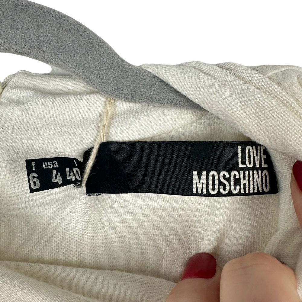 NWT Love Moschino Sz 4 Women's White Puff Short Sleeve Knit Tshirt‎ Dress - Picture 5 of 15